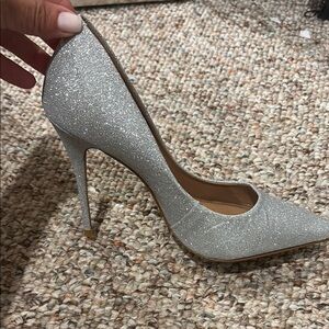BCBGMaxAzria Sparkling Silver Heels